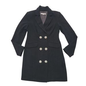Trina Turk Katana Blazer Dress Mini Black Crystal Rhinestone Buttons Pockets USA